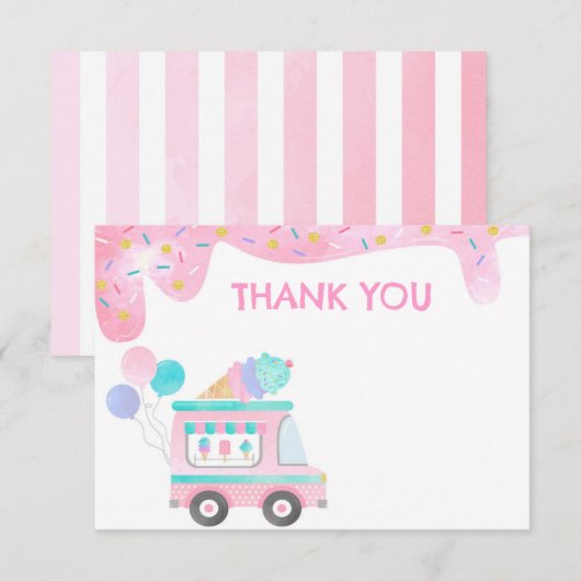 Ijscomobil Verjaardagsfeest Dank Je Kaarten (Voorkant / Achterkant)