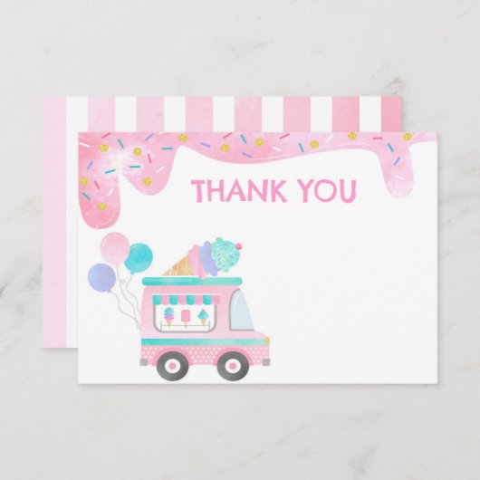 Ijscomobil Verjaardagsfeestje Bedankt Kaarten (Voorkant / Achterkant)