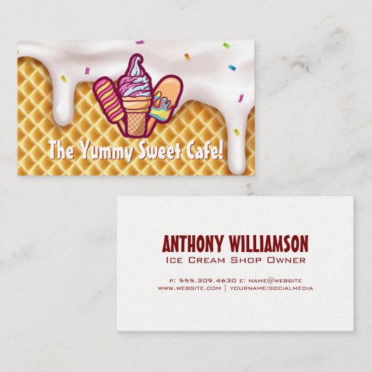 ijsconus | Druppels van strooiijs Visitekaartje (Voorkant / Achterkant)