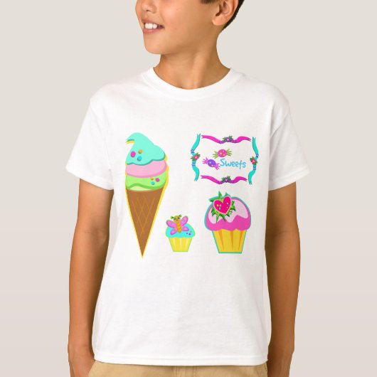 IJscream en cupcakes T-shirt (Voorkant)