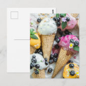 IJscream met blauwe bessen en bloemen Briefkaart (Voorkant / Achterkant)