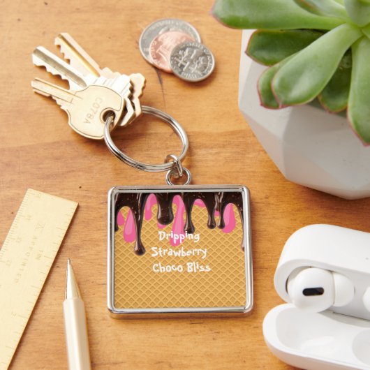 IJscrème,Druipende Aardbei Choco Bliss, Sleutelhanger (Bureau)
