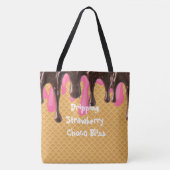 IJscrème,Druipende Aardbei Choco Bliss, Tote Bag (Voorkant)