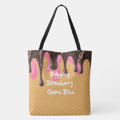 IJscrème,Druipende Aardbei Choco Bliss, Tote Bag (Achterkant)