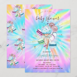 IJscrème Macarons Zomer Tie Dye Baby Shower Kaart