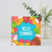 IJscrème & Popsicles Hallo Zomer Wenskaart (Staand voorkant)