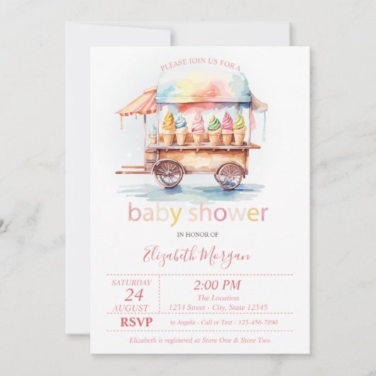 Ijscrèmes gestippeld Baby shower Kaart (Voorkant)