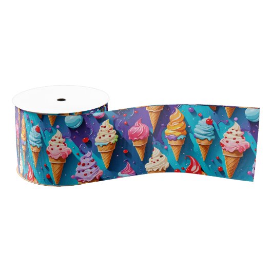 IJscrèmes Kleurrijke kunst Grosgrain Lint (Spoel)