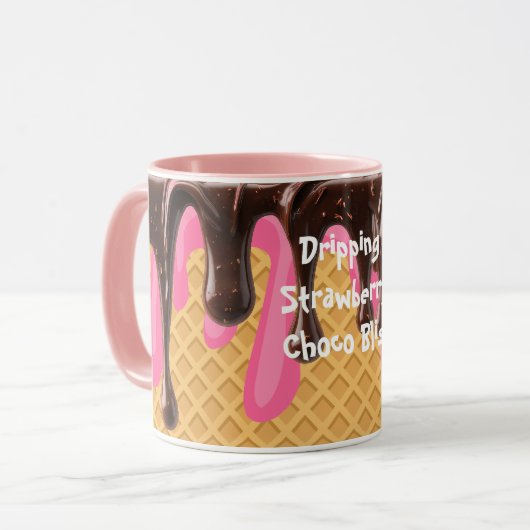 IJscrunch,Druppelende Aardbei Choco Bliss Mok (Voorkant links)