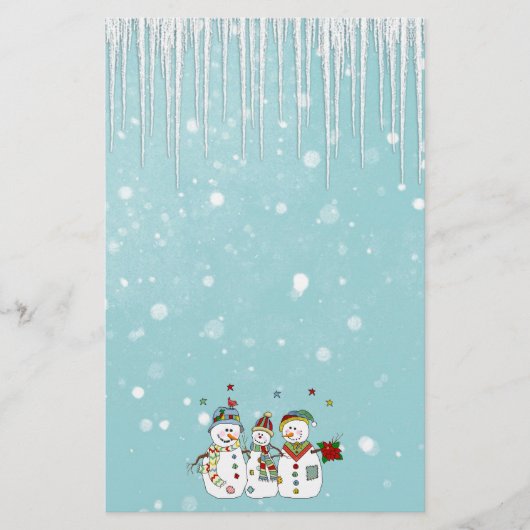IJscycli en sneeuwmannen Briefpapier (Voorkant)
