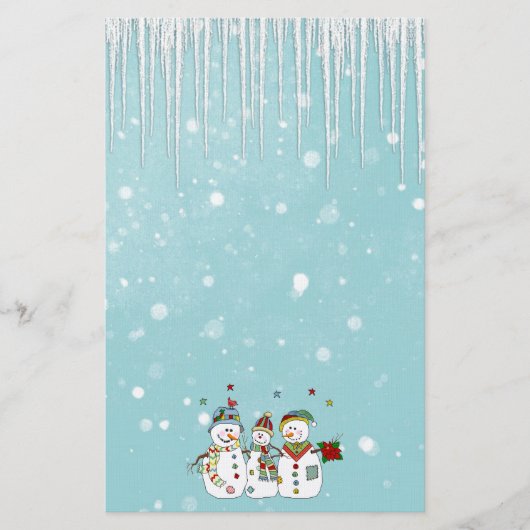 IJscycli en sneeuwmannen Briefpapier (Voorkant)