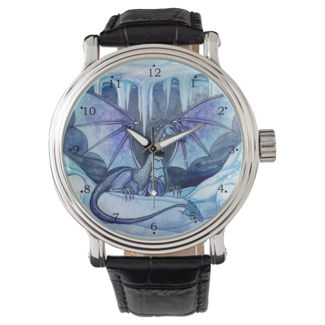 Ijsdraak Fantasy Kunst van Molly Harrison Horloge (Voorkant)