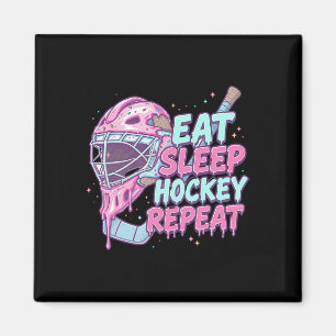 IJsdrip Hockey Doelman Masker Eten Slapen Hockey Magneet
