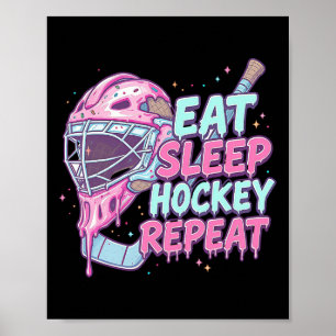 IJsdruppel Hockey Doelverdediger Masker Eten Slape Poster