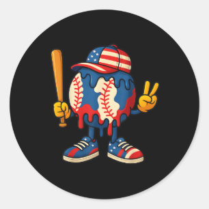 Ijsdruppel honkbal jongens terug naar school jeugd ronde sticker