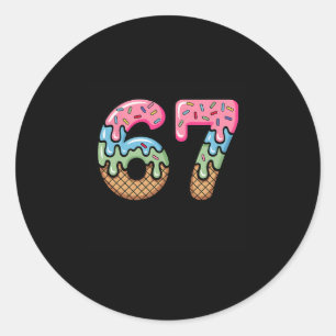 Ijsdruppel Meme Grappig Zes Zeven 67 Cadeau  Ronde Sticker