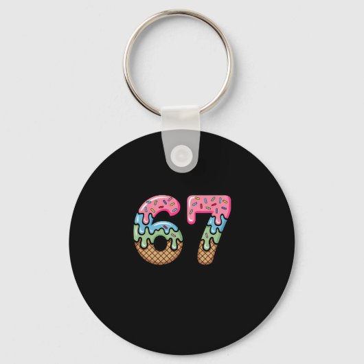 Ijsdruppel Meme Grappig Zes Zeven 67 Cadeau Sleutelhanger (Voorkant)