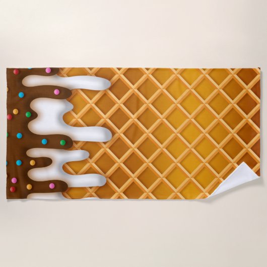 IJsdruppel Wafelhoorn Chocolade En Vanille Strandlaken (Voorkant)