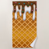 IJsdruppel Wafelhoorn Chocolade En Vanille Strandlaken (Voorkant)