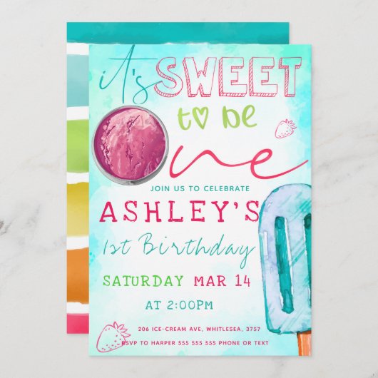 IJsfeest eerste verjaardag Kaart (Voorkant / Achterkant)