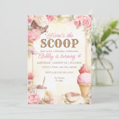  ijsfeest roze ijsje kaart (Staand voorkant)