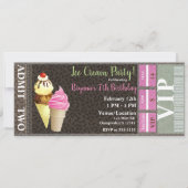 Ijsfeest verjaardag vintage VIP ticket Kaart (Voorkant)