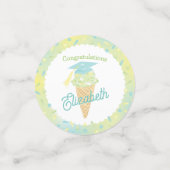 Ijsfeestje Afstudeerfeest Blauw Groen Confetti (Kleine voorkant)