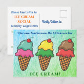 Ijsfeestje Schattig Kleurrijk Regenboog Uitnodiging Briefkaart (Voorkant / Achterkant)