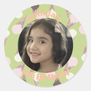 Ijsfeestje Verjaardagsfoto Ronde Sticker