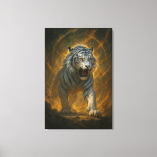 Ijsgeest Witte Tijger – Mystieke Beschermer van Ru Canvas Afdruk
