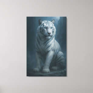 Ijsgeest Witte Tijger – Mystieke Beschermer van Ru Canvas Afdruk