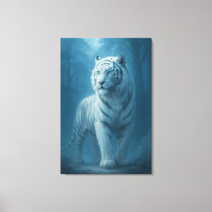Ijsgeest Witte Tijger – Mystieke Beschermer van Ru Canvas Afdruk