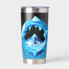 IJsgrot Uitzicht of sneeuwberg ster gevulde lucht Geïsoleerde Drinkbeker