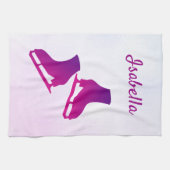 IJshanddoek schaats figuur schaats paars roze Theedoek (Horizontaal)