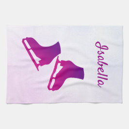 IJshanddoek schaats figuur schaats paars roze Theedoek