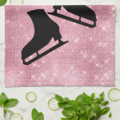 IJshanddoek schaats figuur schaatsen roze vonk Theedoek (Gevouwen)