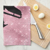 IJshanddoek schaats figuur schaatsen roze vonk Theedoek (Quarter Fold)