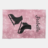 IJshanddoek schaats figuur schaatsen roze vonk Theedoek (Horizontaal)