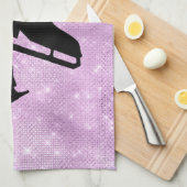 IJshanddoek schaatsen schaatsen paarse vonken Theedoek (Quarter Fold)