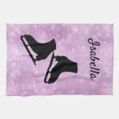 IJshanddoek schaatsen schaatsen paarse vonken Theedoek (Horizontaal)