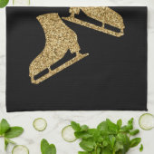 IJshanddoeken, schaats Zwart goudglitter Theedoek (Gevouwen)