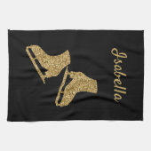 IJshanddoeken, schaats Zwart goudglitter Theedoek (Horizontaal)