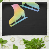IJshanddoeken, schaatsen Zwarte regenboog roze Theedoek (Gevouwen)