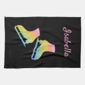 IJshanddoeken, schaatsen Zwarte regenboog roze Theedoek (Horizontaal)