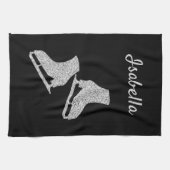 IJshanddoekjes schaats Zwarte zilverglitter Theedoek (Horizontaal)
