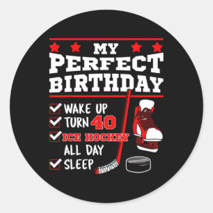 IJshockey 40e perfecte verjaardagsfeestje speler s Ronde Sticker