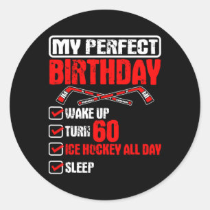 IJshockey 60e Perfecte Verjaardag Team Speler Spor Ronde Sticker
