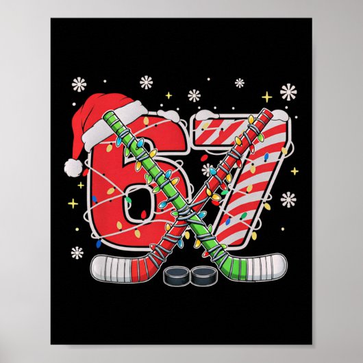 IJshockey 67 Kerstmis Grappig Zes Zeven Meme Poster (Voorkant)