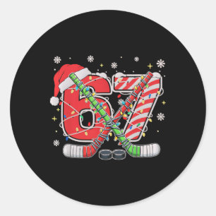 IJshockey 67 Kerstmis Grappig Zes Zeven Meme Ronde Sticker