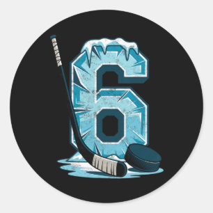 IJshockey 6 Jaar Verjaardag Jongen 6de Verjaardag Ronde Sticker
